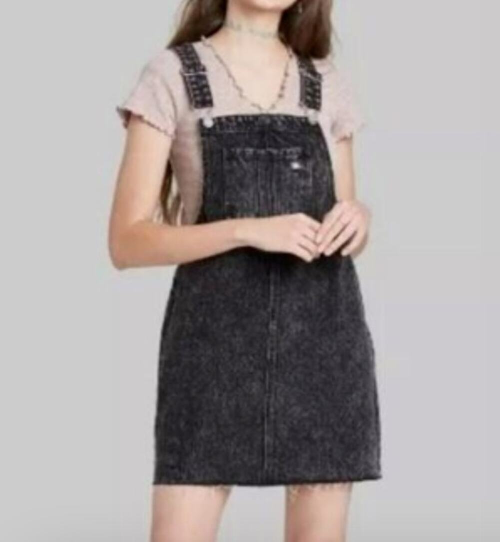 Wild Fable Raw Hem Jumper Skirt Black Gray Size Small
